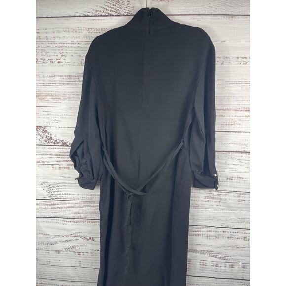 Banana Republic Dress Women's Medium Long Sleeve Mock Neck Side Slit Pockets - Picture 12 of 14